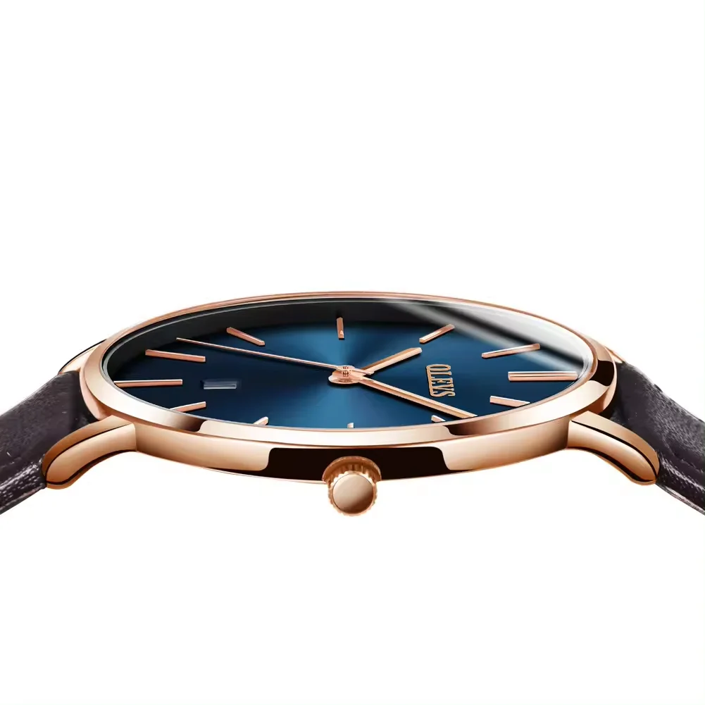 Cheap OLEVS 5869 Men Quartz Sport Minimalist Watches Week Date Chronograph Fashion Leather Strap Watch For Male