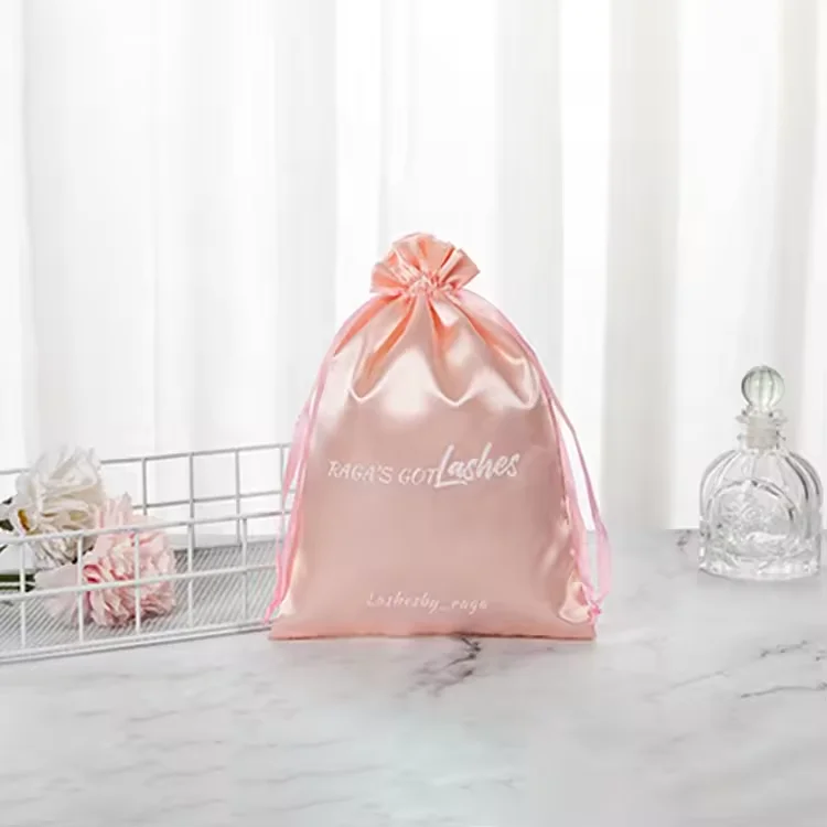 Fashion Wholesale Luxury Satin Jewelry Pouch With Logo Print Customization Best Selling Satin Bag for gift packaging