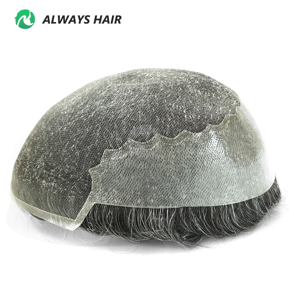 Q6 - 8 Size French Lace and PU Indian Human Hair Prosthesis Men Toupee
