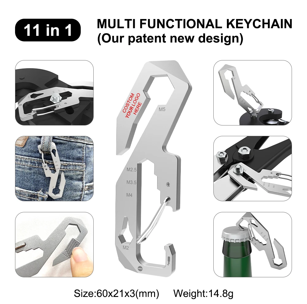 Free Sample Custom Pocket Camping  Wrench Multi Tool Multitool Keychain