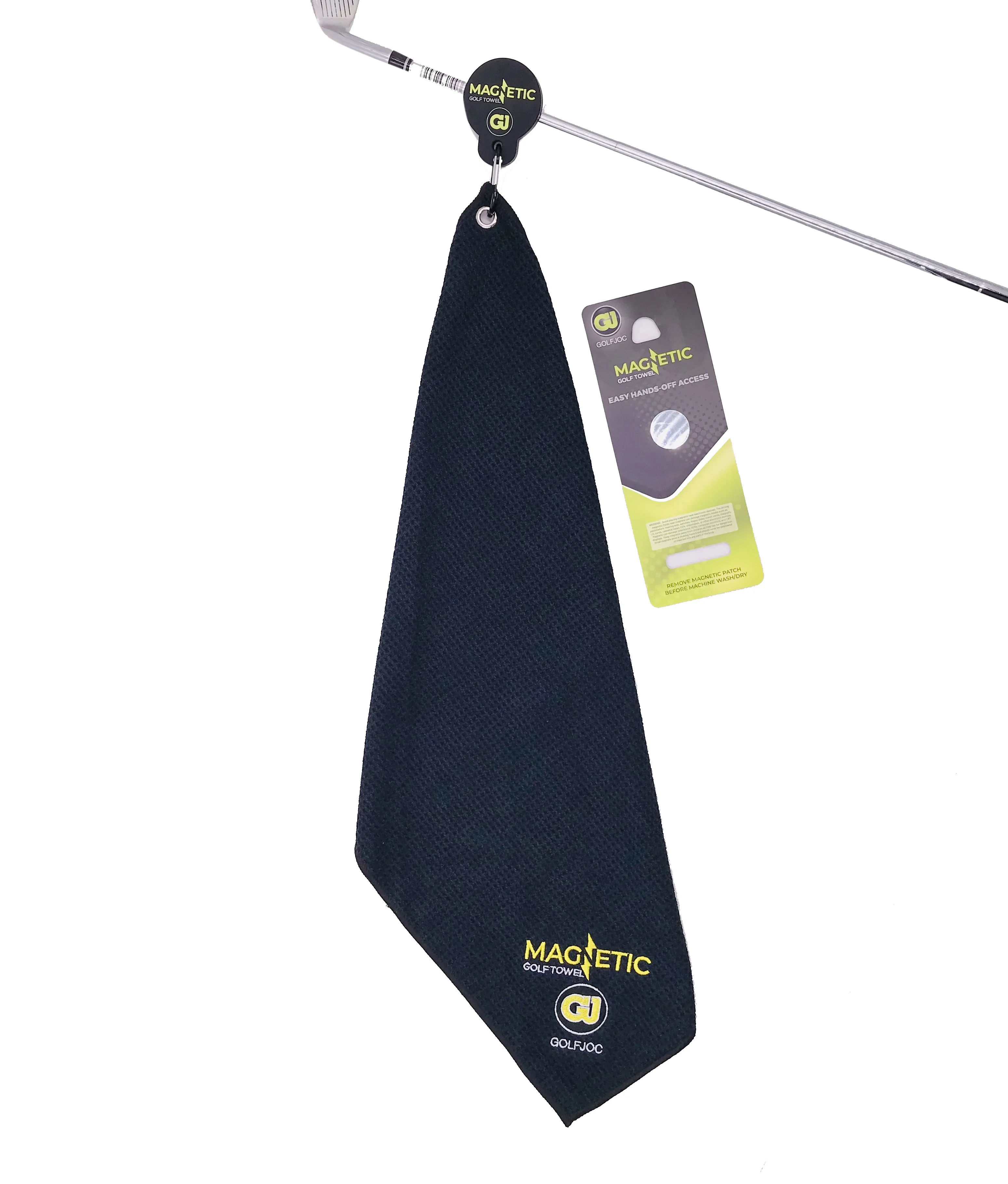 Wuxi Ivy Textile High quality customized embroidery magnetic microfiber waffle weave custom microfibre golf towel and carabiner