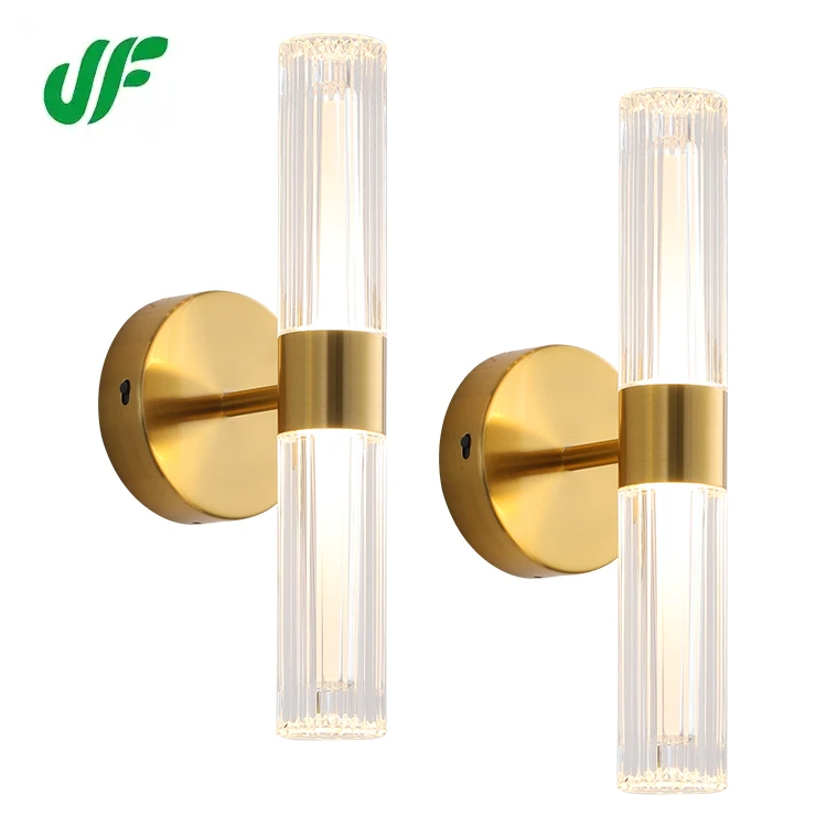 High Quality Luxury Design Decorative Wall Surface Mounted Mirror Front Light Gold Copper Color Retro Acrylic Led Wall Lamp