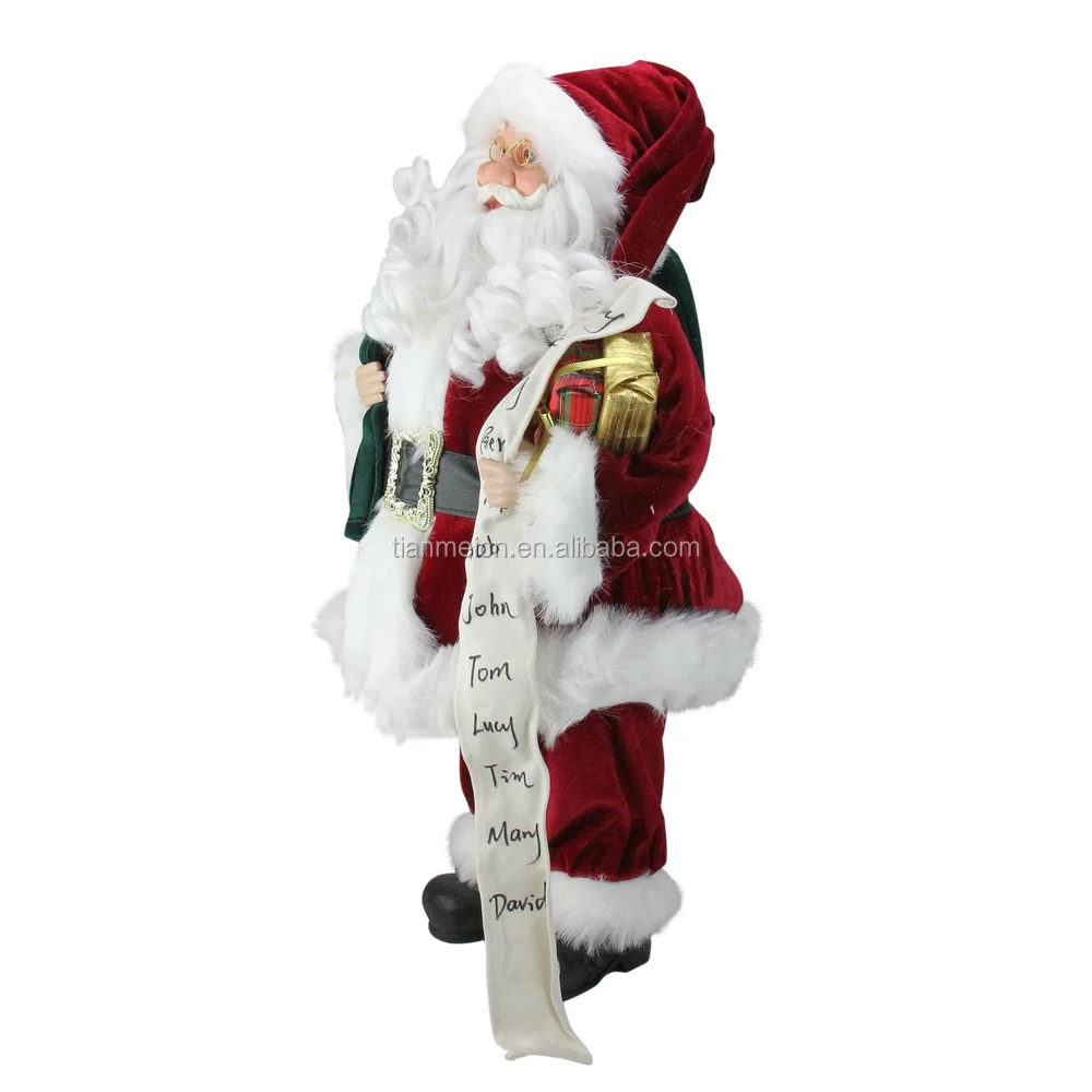 
30~110cm Christmas Standing Santa Claus with name list Ornament Decoration Traditional Holiday Figurine Collection Xmas series 