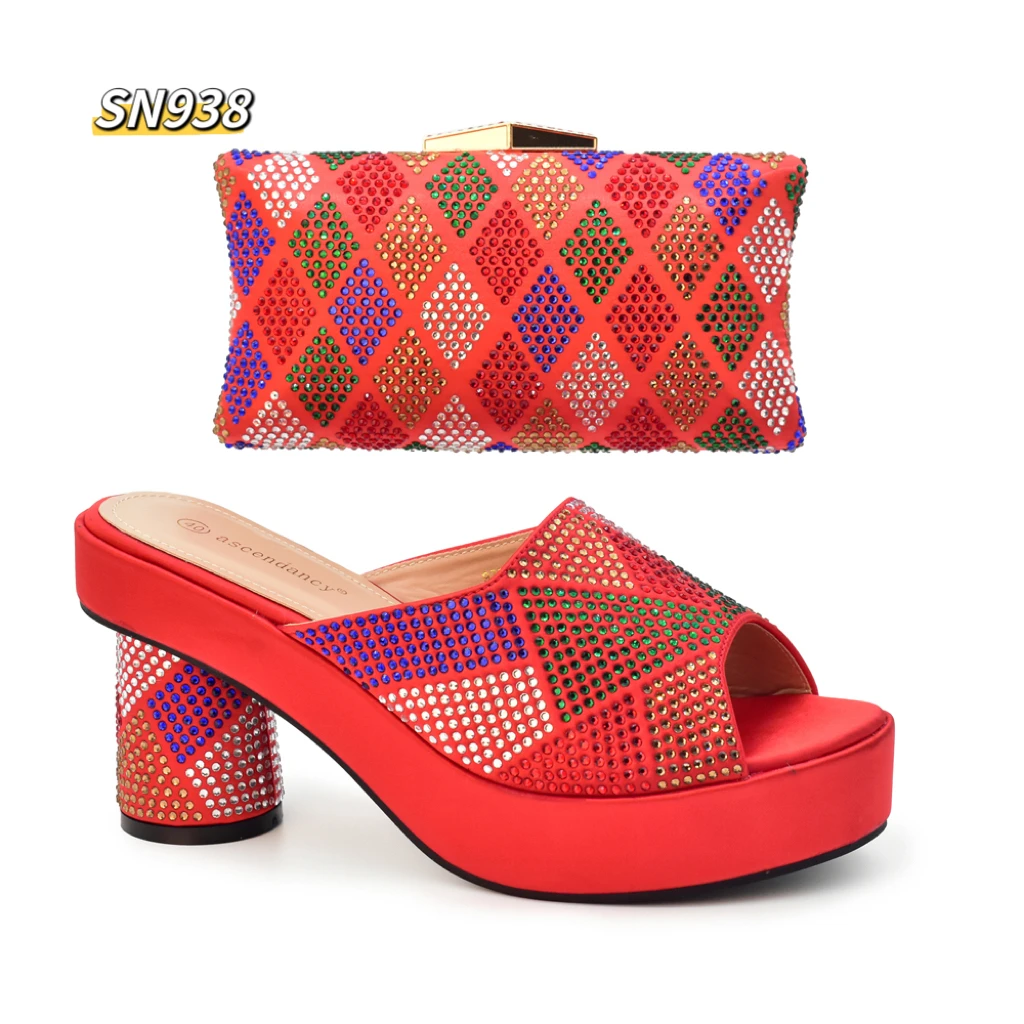 Italian fashion shoes and bag sets for sale cheap matching high heel set with stone evening party bags online gold supplier