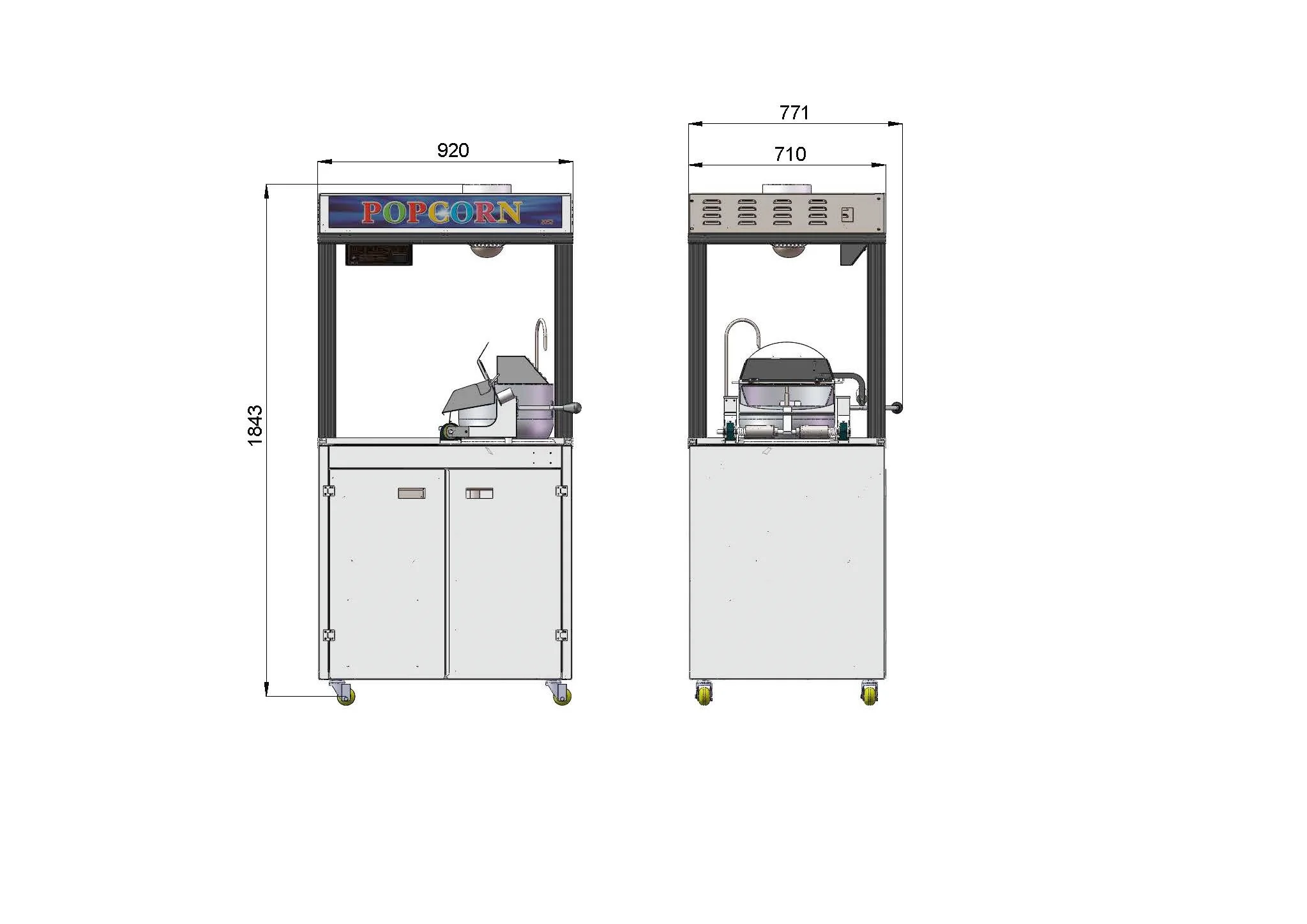 28OZ Latest Automatic Electric Caramel Sweet Flavor Commercial Popcorn Machine for Cinema Included Automatic Oil Pump