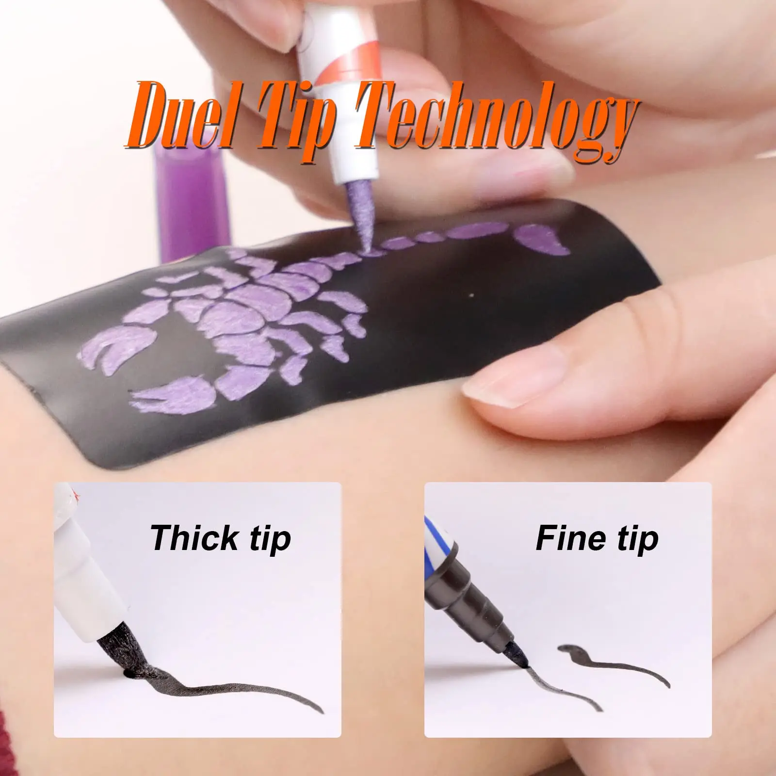 Skin-Friendly Multiple Stencils Halloween Cosplay Glitter Tattoos Kit Waterproof Girls Face Body Temporary Tattoo Markers