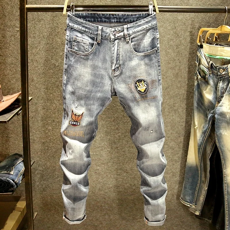 Popular Summer Slim Ripped Paint Indolent Hip Hop Washed Mens Jeans Short