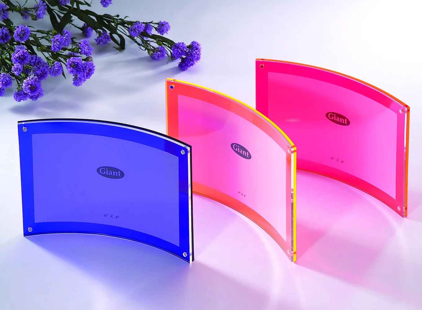 100% Hand Made Pure Acrylic Magnetic Curved Custom Glass Photo Frame With Multi Colors For Display