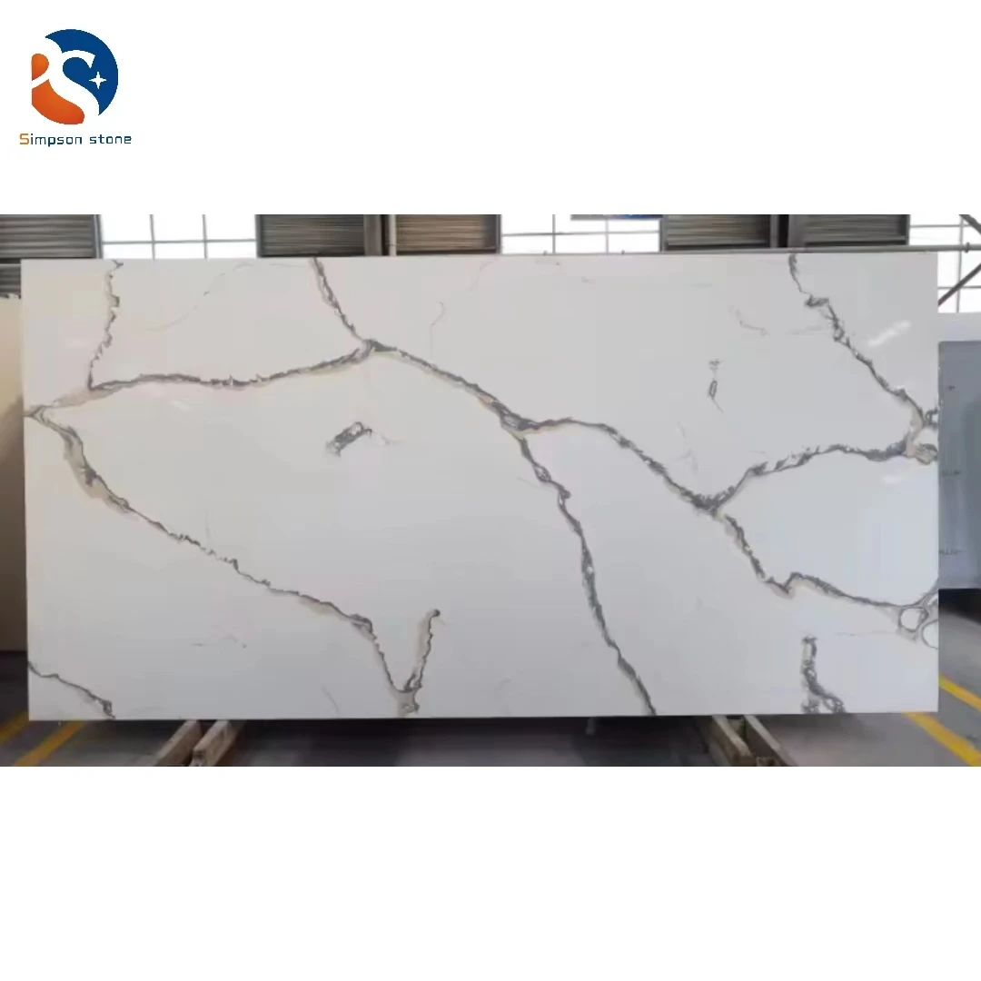 2024 calacatta Kitchen white Good Price artificial Quartz Stone agglomerated Stone Slabs