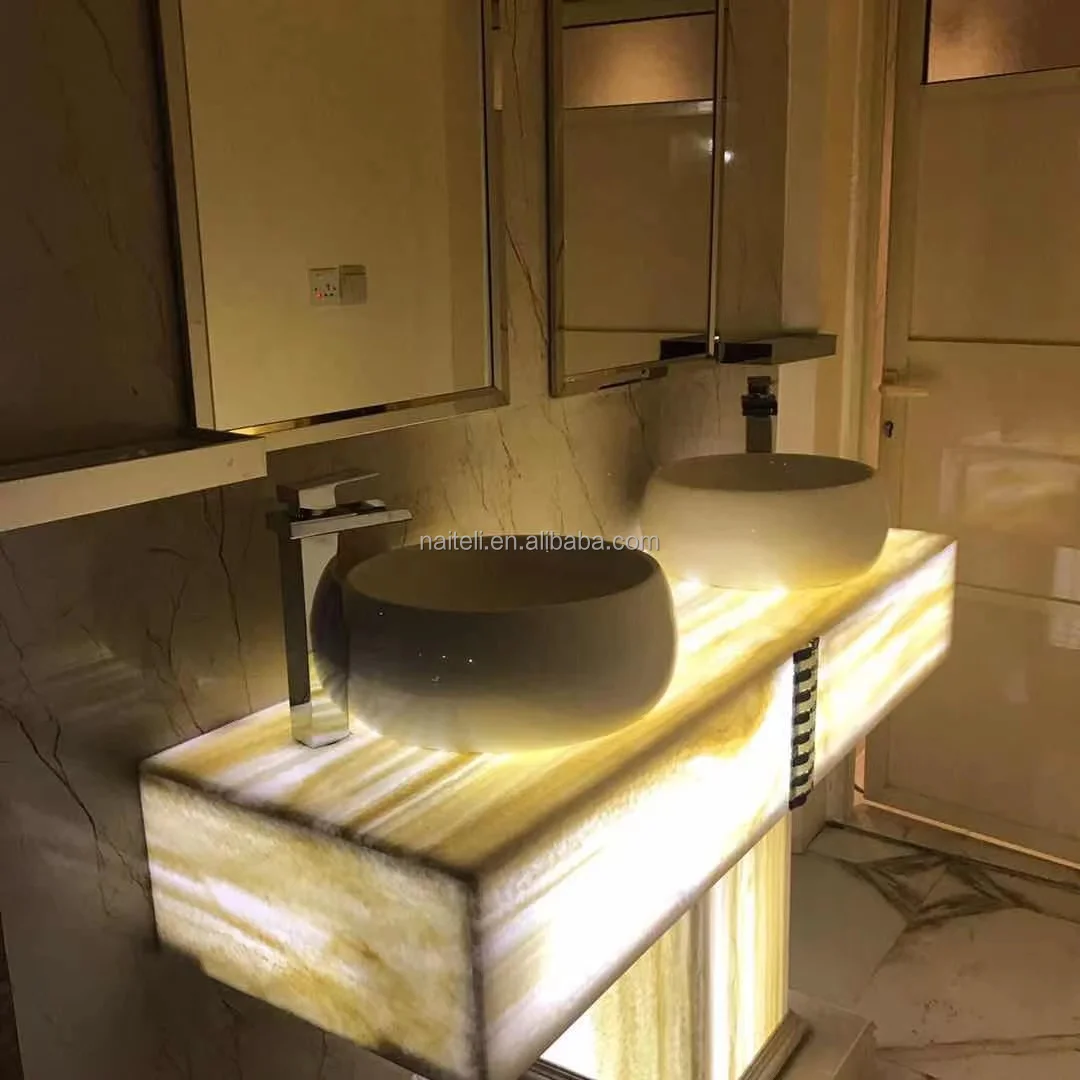 Backlit translucent faux alabaster acrylic resin stone panels