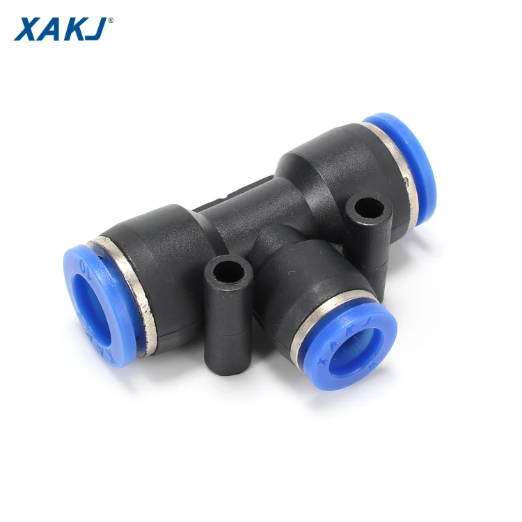 
XAKJ PUT PE series Equal Plastic Air 3 way Tee type Tube-to-Tube One-touch Push in Pneumatic fitting 