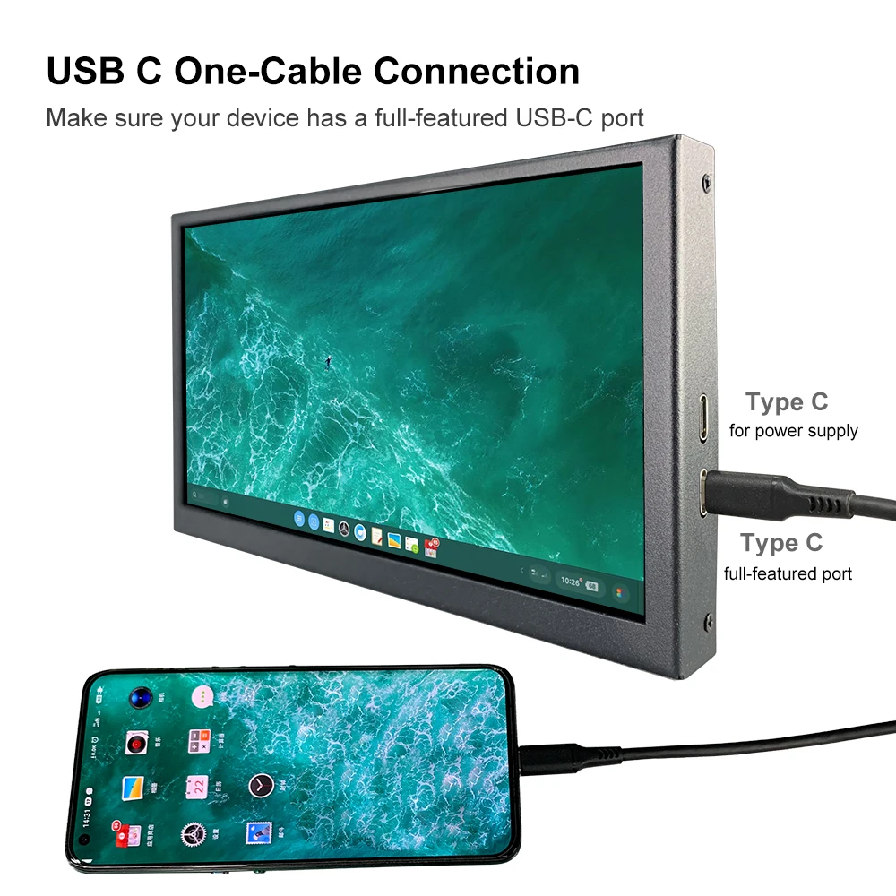 Портативный Тип c монитор 7 дюймов портативный USB сенсорный экран ЖК-дисплей для мобильного телефона портативных