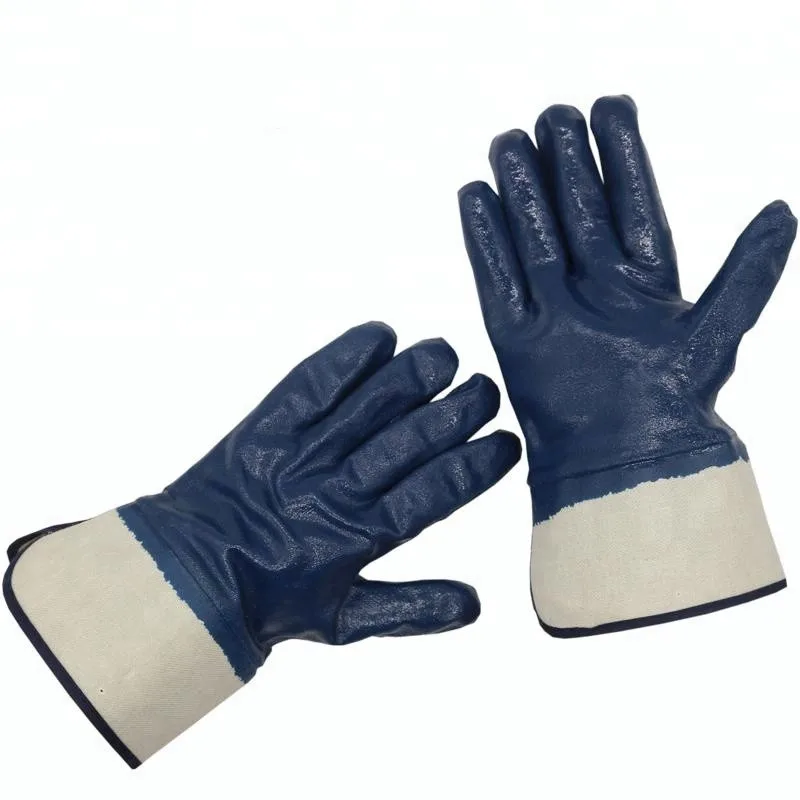 
 Nitrile full dip chemical resistant industry safety cuff nitrile gloves  