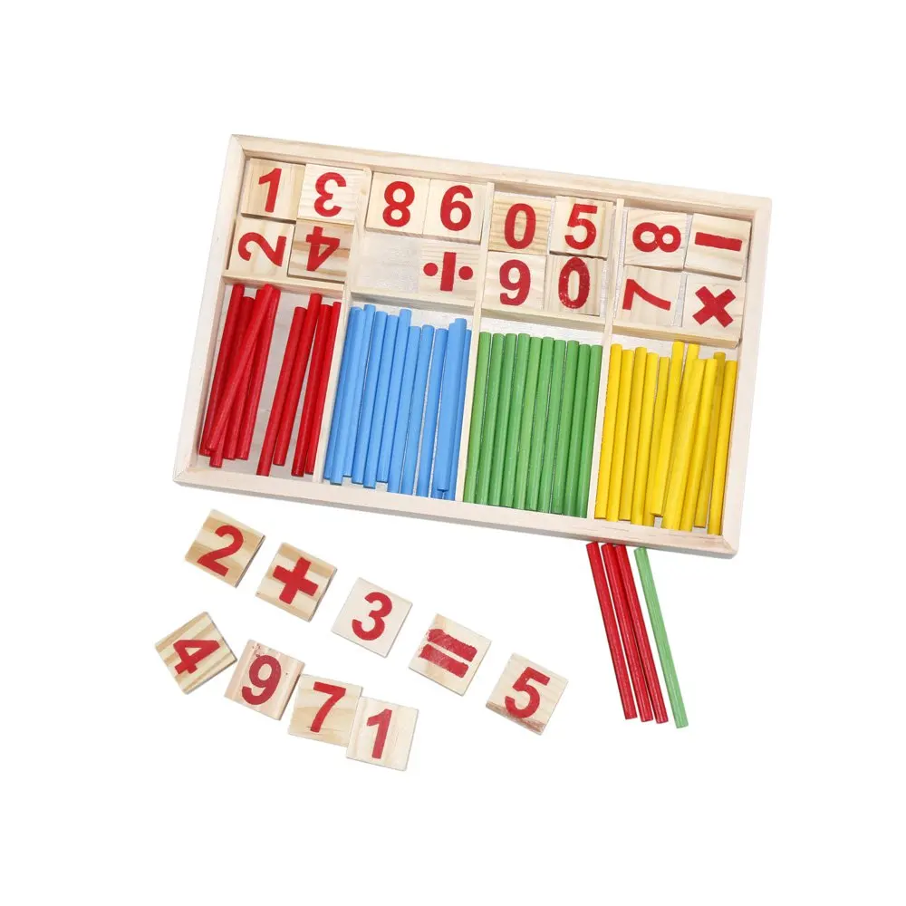 Counting Stick Calculation Math Educational Toy, Wooden Number Cards and Counting Rods Box