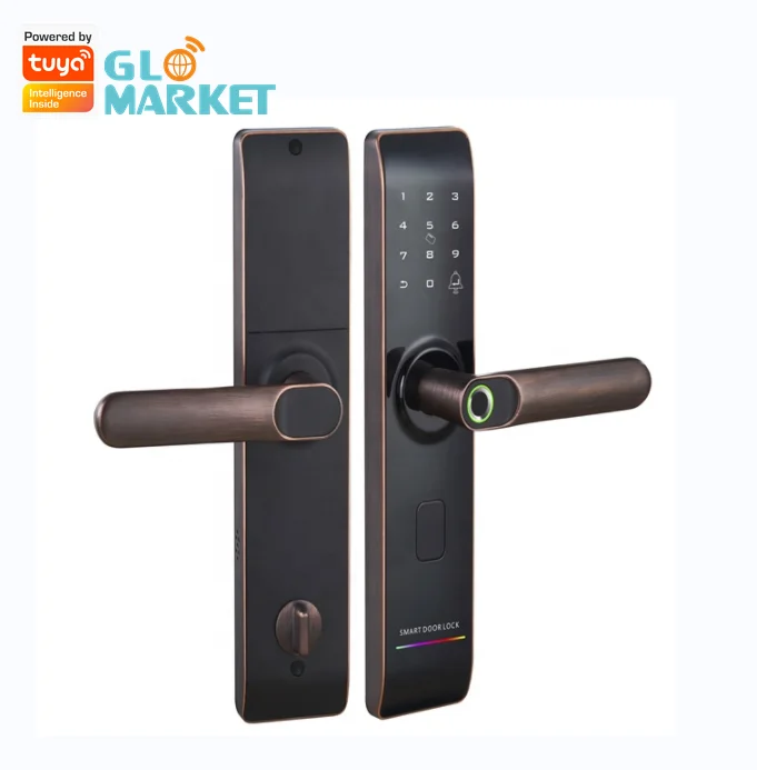 Glomarket Security Anti Theft Smart Door Lock Tuya WiFi Biometric Intelligent TTlock Electronic Fingerprint Smart Lock