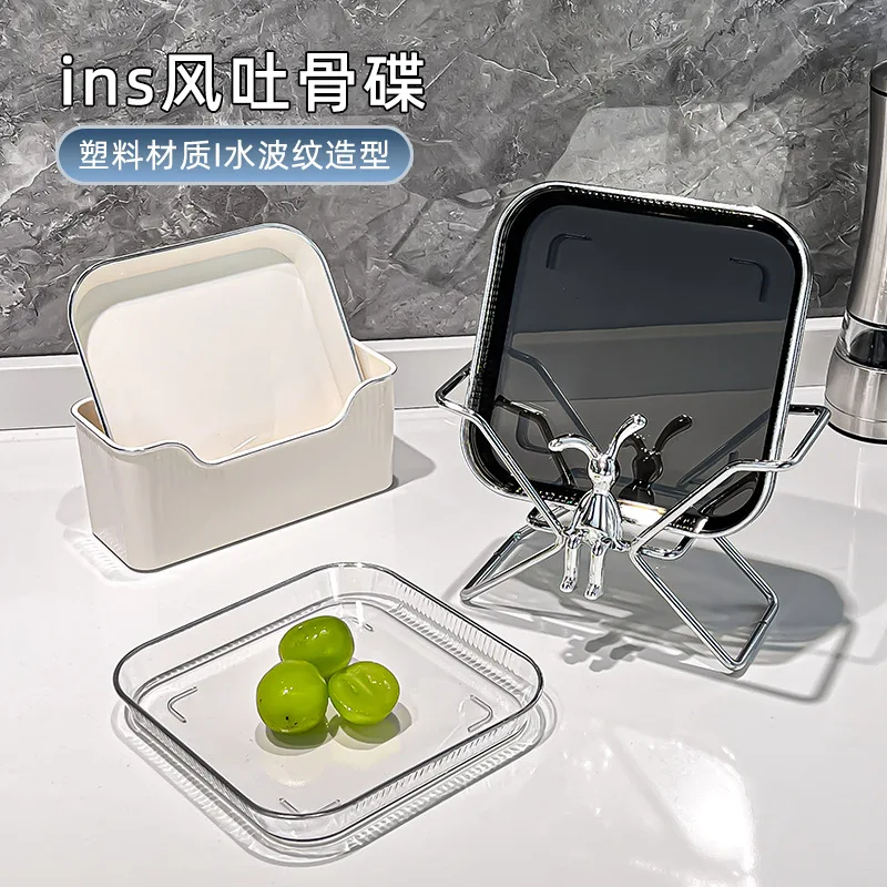 Elegant Gold Rim Tableware  PET Salad Bowl Modern Design Fruit Bowls Dinnerware Dessert Tableware Sustainable