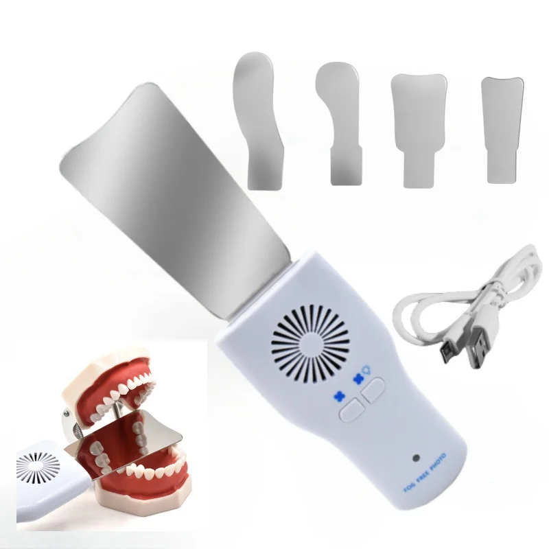 Dental Fog Free Intraoral Photography Mirror Automatic Electric Dental Occlusal Mirror Defogging Reflector with LED Light