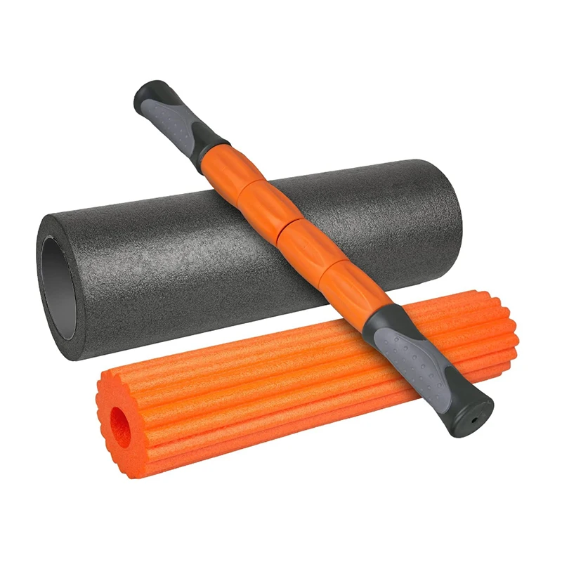 3 IN 1 Foam Roller Set With Massage Stick for Back Legs Pain Relief Deep Tissue Muscle Massager