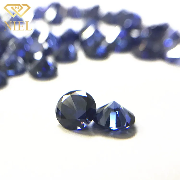 Synthetic cubic zirconia gemstone niel gems cz dark blue zircon round cutting loose stone tanzanite prices