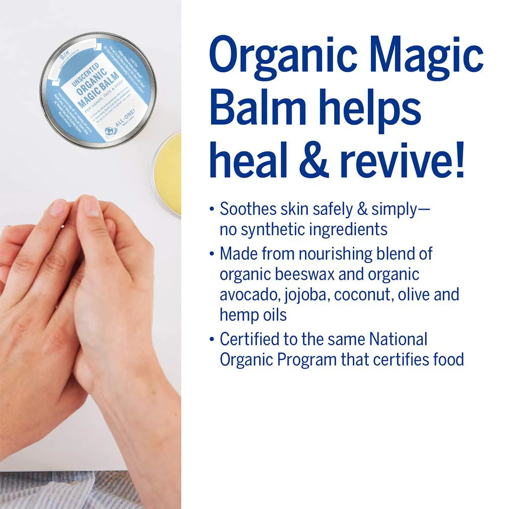 Organic Magic Balm Baby Unscented Made with Organic Beeswax Moisturizes and Soothes Hands Face and Body Relieves