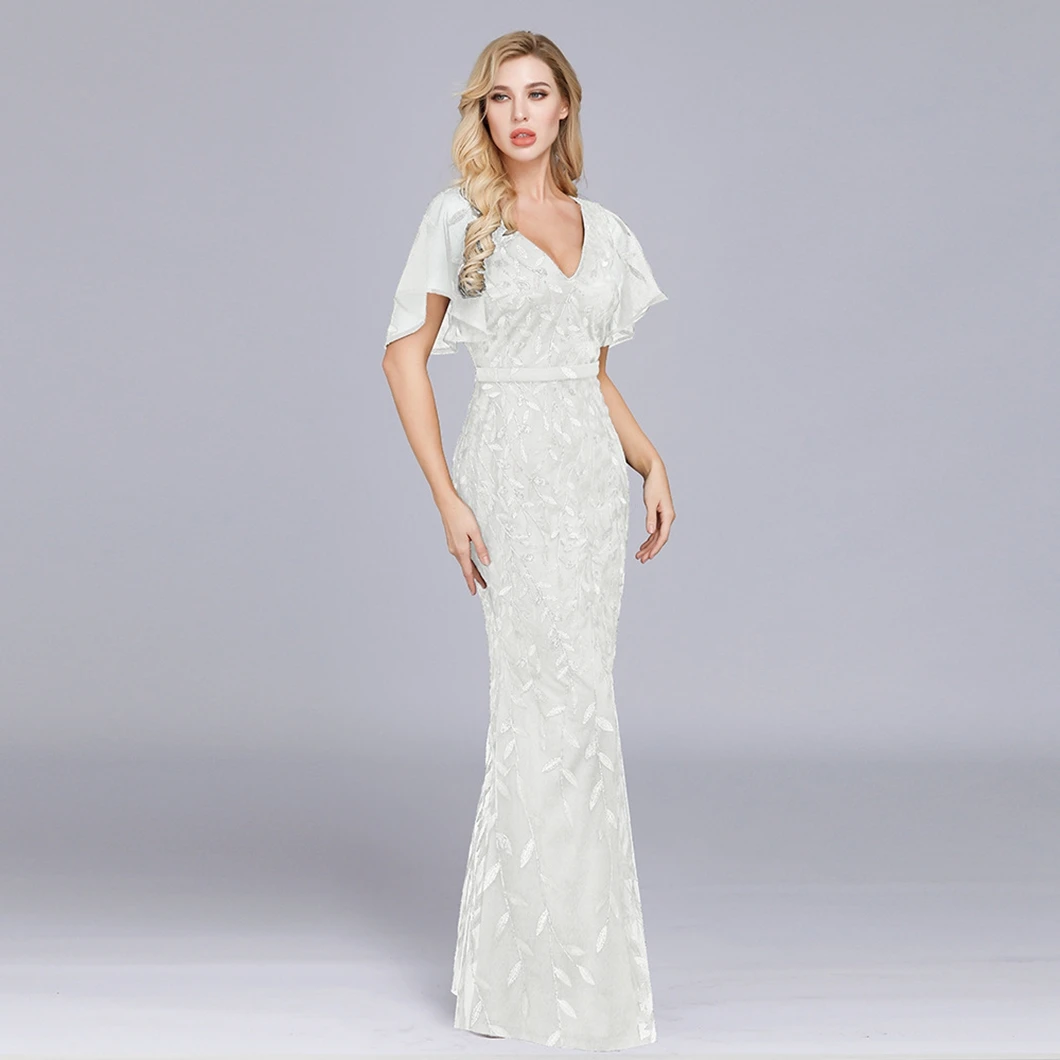 Good Quality Brand Sexy Elegant Casual Celebrity Outfits Women Slit Draped Wholesale Evening Dresses