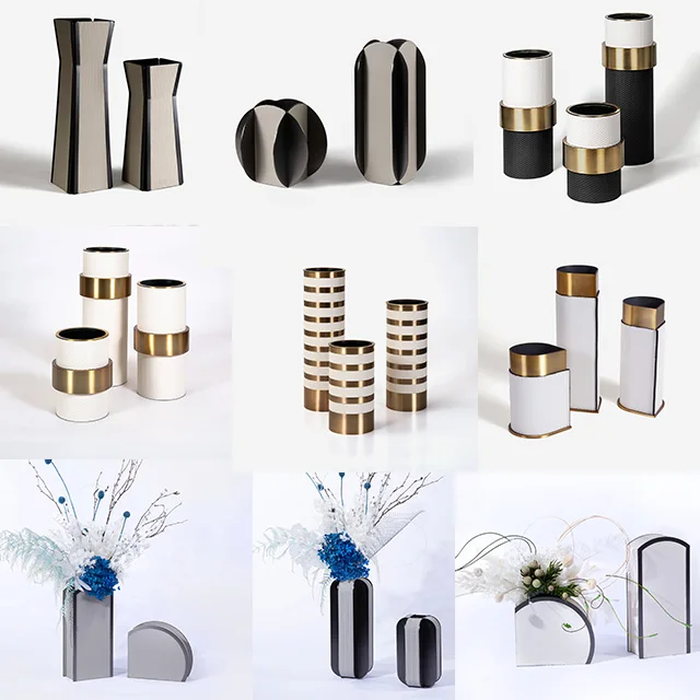 Modern Handmade leather custom Shape Vase wedding centerpiece ins Style Flower Decorative Vase for Home Room Table Decor