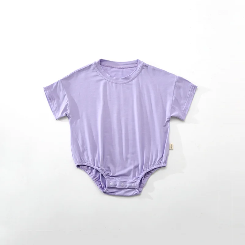 21418 Newborn Infant Toddler Boys Girls Clothes Modal T-shirt Bubble Casual Blank Oversized Organic Bamboo Bodysuit Baby Romper