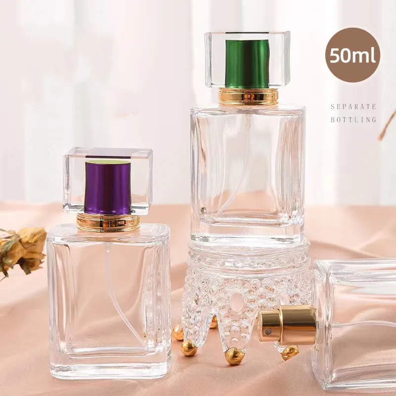 30ml 50ml Refillable Perfume Glass Bottle Transparent Mist Spray Bottle Perfume Atomizer Empty Pump Sprayer Cosmetic Container
