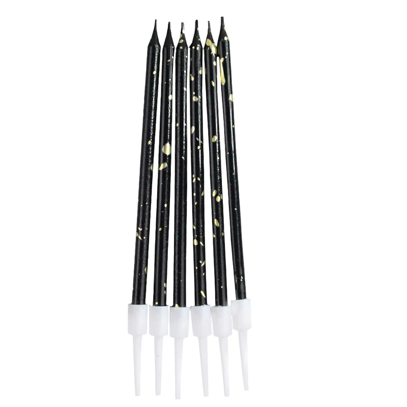 Wholesale new 6 suction card cake candles black gold platinum creative romantic party decoration birthday pencil candles