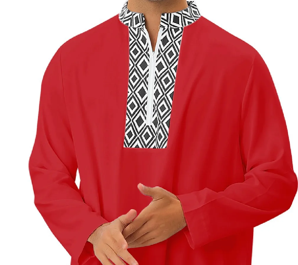 2024 Men Style Arabic Moroccan Islamic Thobe Dress Traditional Muslim Abaya Clothing