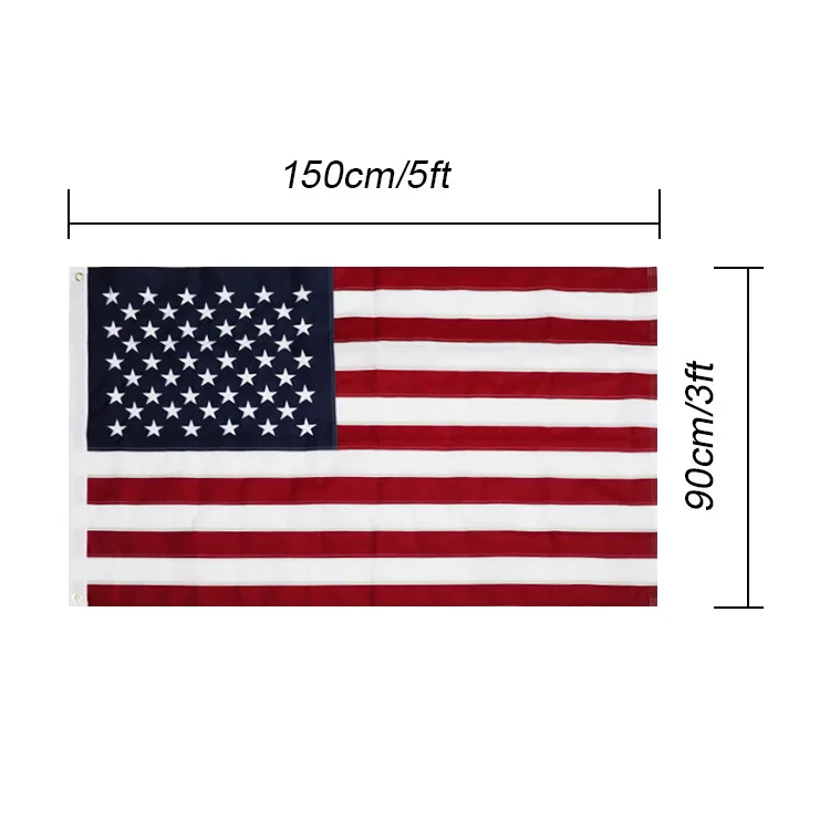 Wholesale Digital Silk Screen Printing USA 3x5 Flags Embroidered Stars and Stripes  Polyester Nylon American Flag