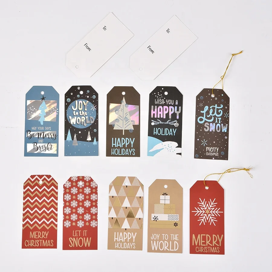 Assorted Glitter Foil Printed Designs Christmas Gifts Tags Paper Gift Tags for Christmas 25PK