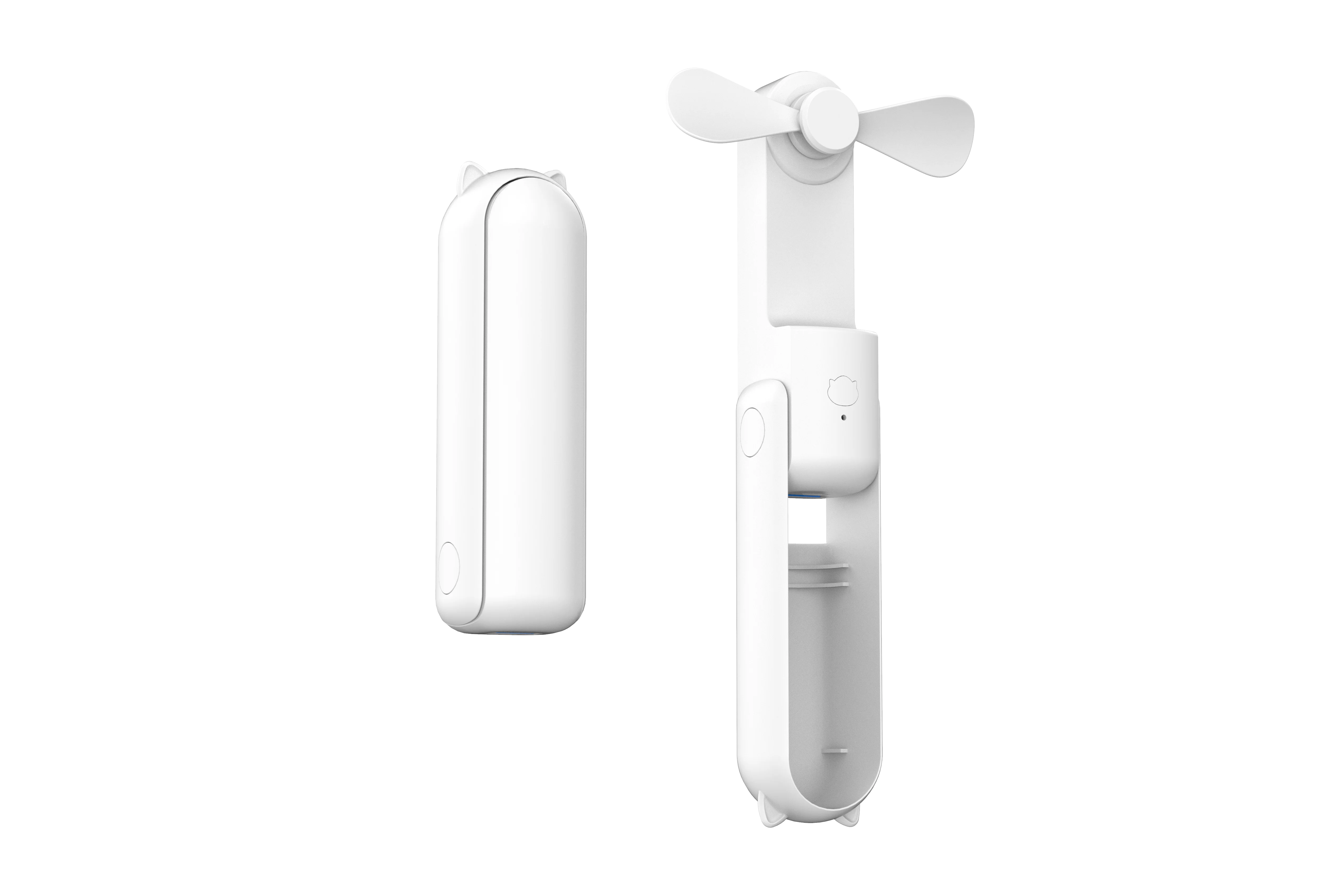 2022 Travel Handheld Mini 2 IN 1 Hand Fan Portable USB Rechargeable Small Pocket Fan Battery Operated Fan with Power Bank