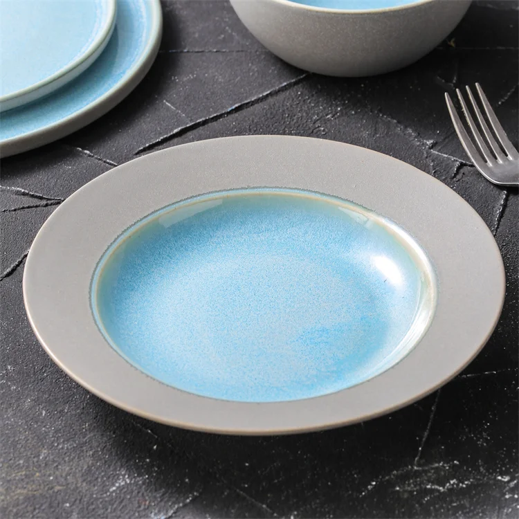 Nordic ceramic high quality hot sale reusable custom plates household restaurant pasta soup porcelain dinner plate