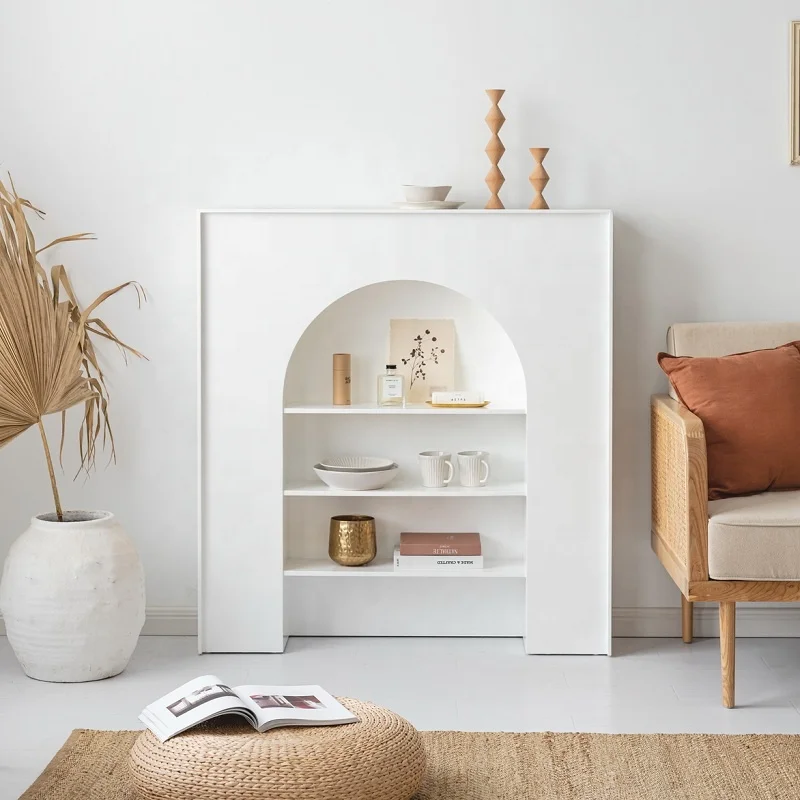 Скандинавский белый французский арочный дизайн, витрина, угловая полка, Декор, деревянная книжная настенная полка для гостиной