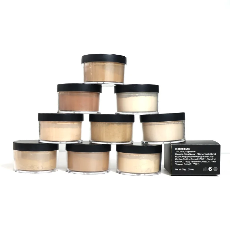 OEM Waterproof Matte Makeup Powder Custom Logo Long Lasting Loose Powder Private Label Oil Control Setting Powder with Puff