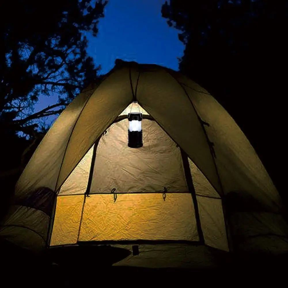 2 in 1 Retractable handheld Hanging Flickering Flames Torch Lights, Portable LED Camping Lantern Flame Light