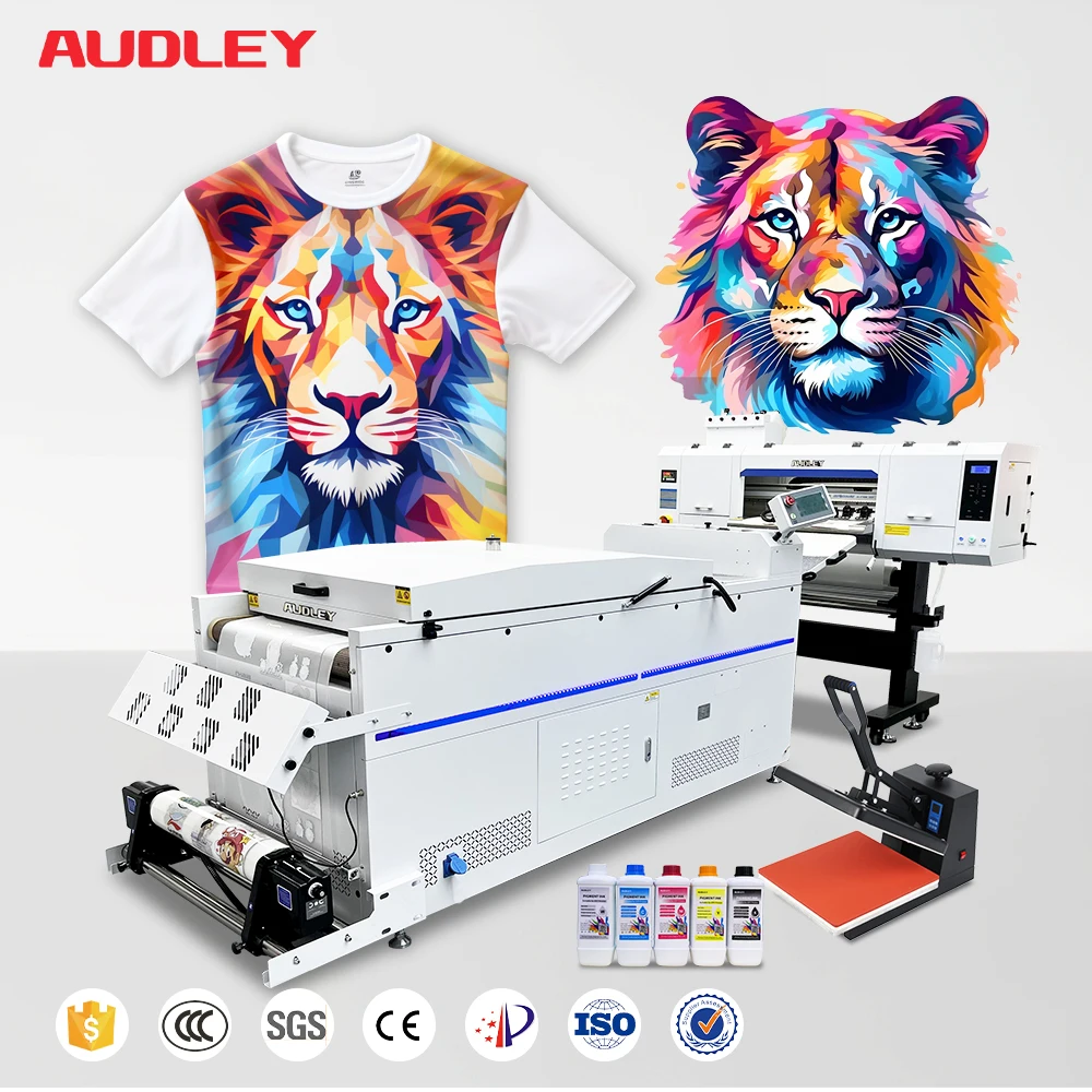 AUDLEY direct sale dtf 60cm Pet Film 5 color DTF Tshirt Printer Duster t shirt printing machine