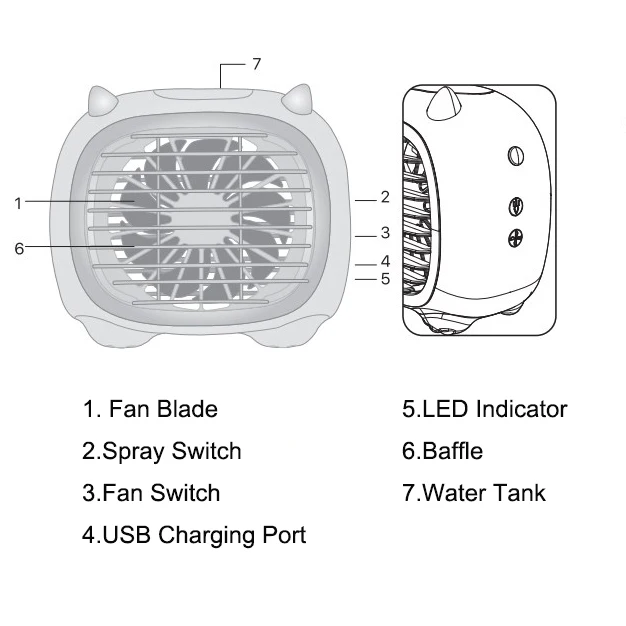Outdoor Air Circulating Fan Built-in Battery Rechargeable Mini Fan