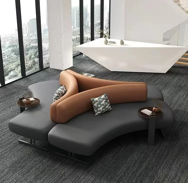 Italian Designer Light luxury Hotel Lobby Business Negotiation Sofa Bank Rest Area Backrest Leather Art Sofa