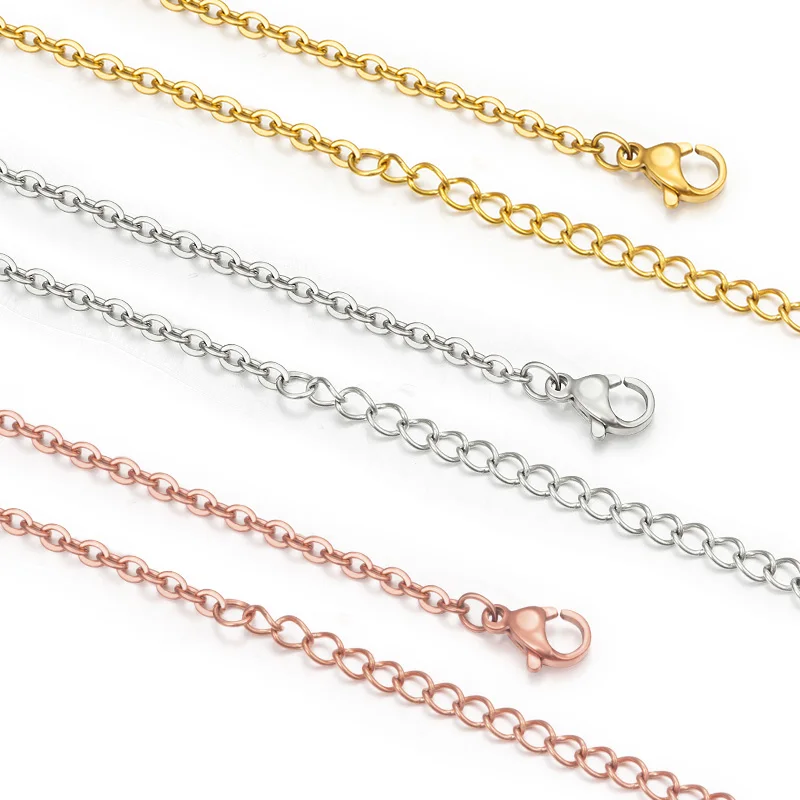 Wholesale Stainless Steel Necklace with Lobster Clasp Connected & Extension Chain Simple Necklace for Diy Jewelry