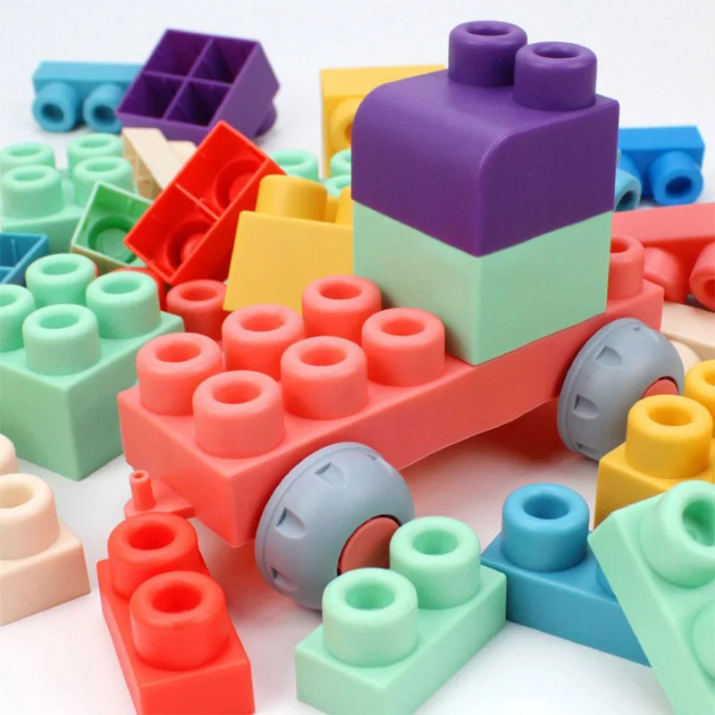 Puzzle Blocks Toy Children Diy 80pcs soft rubber building blocks sets