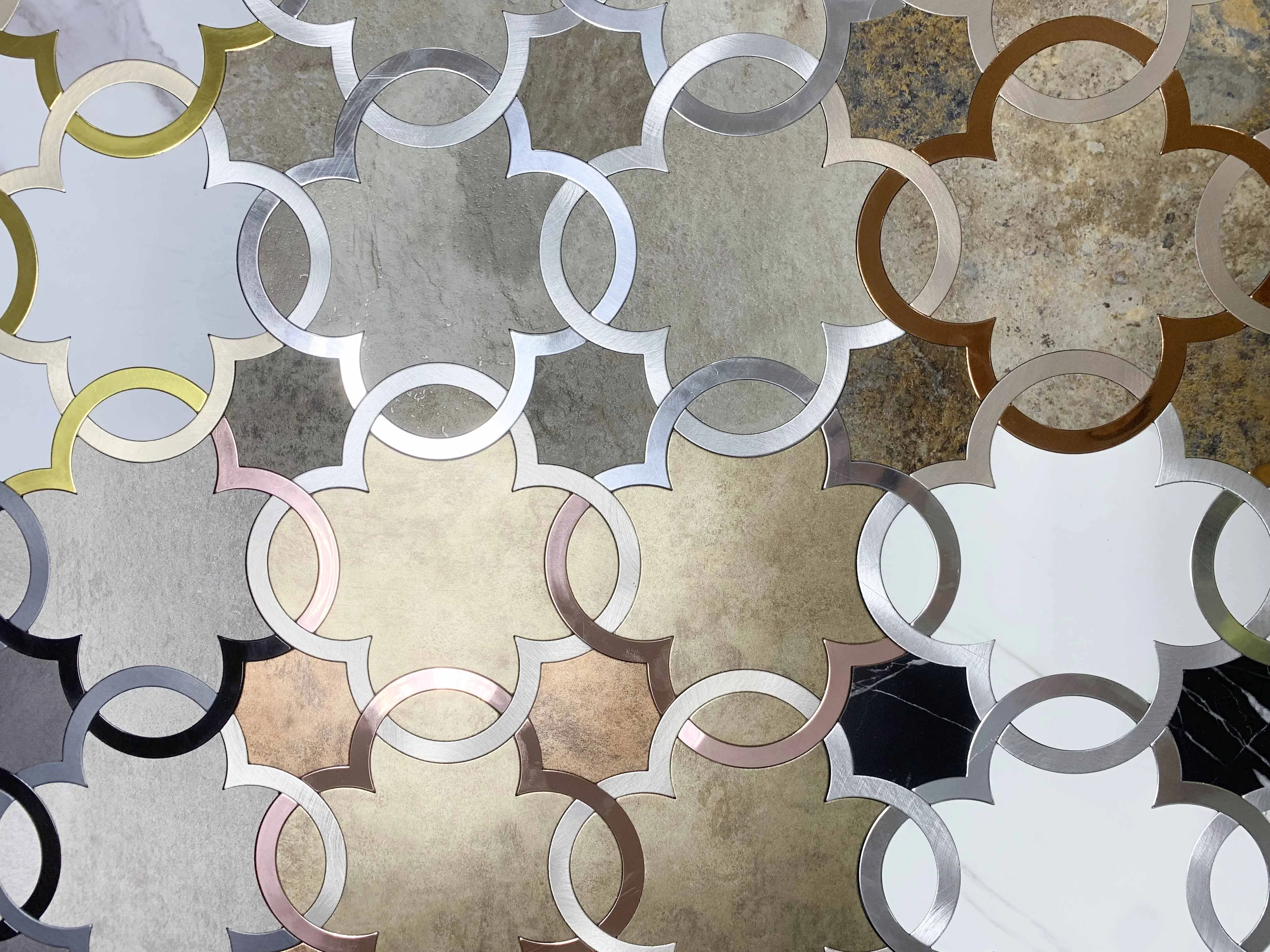 Irregular stone&aluminum peel and stick kitchen wall tiles for wall backsplash