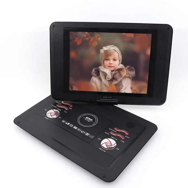 Cheaper Portable DVD Player 14.1 inch rechargeable Battery TV Tuner USB FM Portable DVD Player