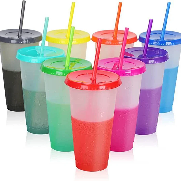 Magic Color   Reusable Lid Plastic Tumblers Water Bottle  for Parties & Birthday
