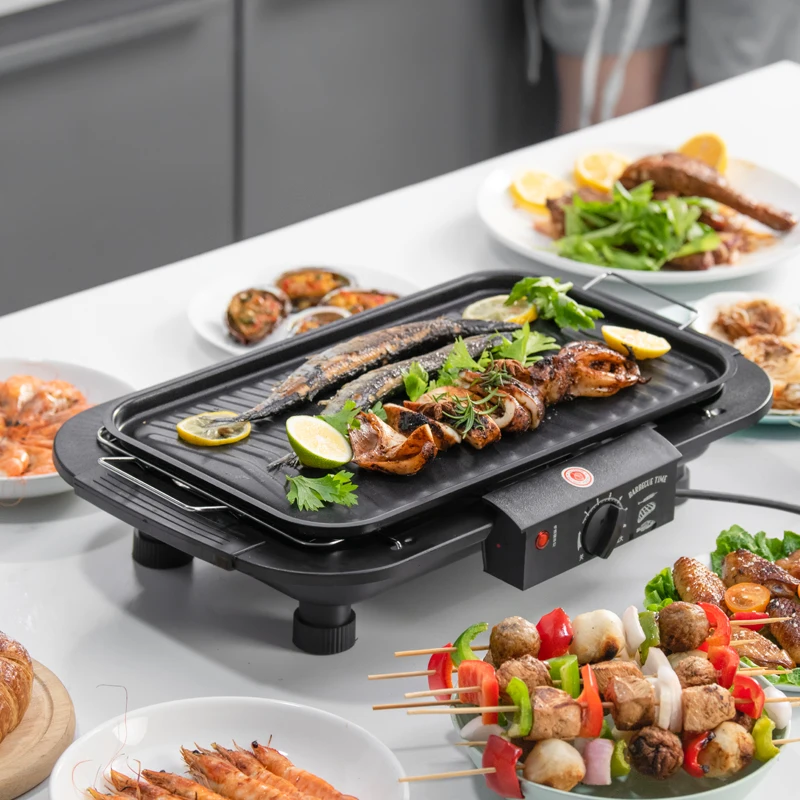 
Indoor Tabletop Height Adjustable BBQ Electric Barbecue Grill 