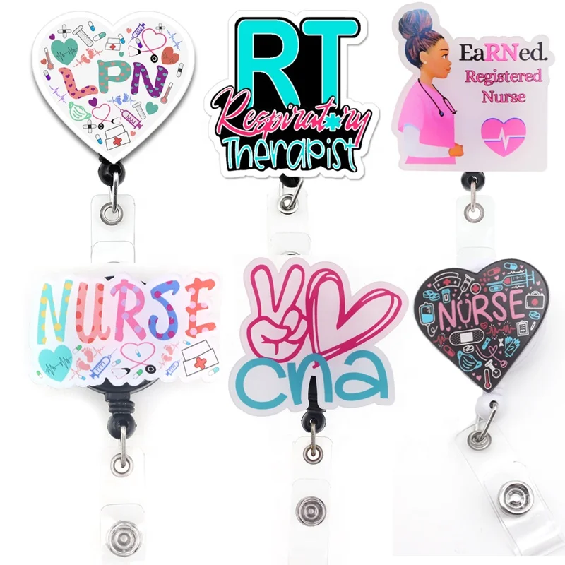 Lailina Mix Style Medical Series Nurse LPN CNA RT RN Nursing Student Badge Reel For Nurse Accessories Scrub Life Badge Holder
