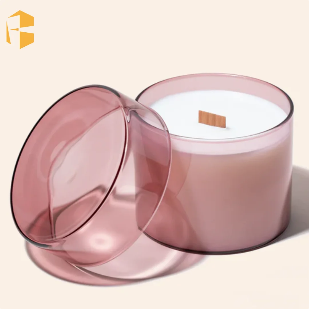 Home Decor Custom Design Iridescent Color Luxury Glass Candle Container High Borosilicate Glass Candle Jar with Lid