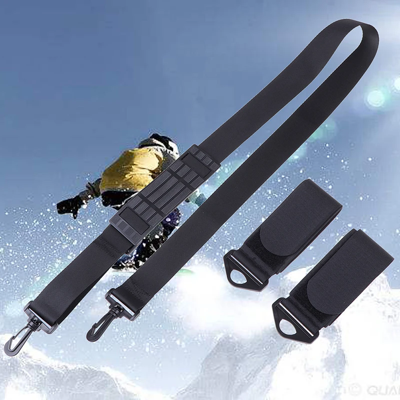 Adjustable Skiing Pole Shoulder Hand Carrier Lash Handle Straps Hook Loop Protecting Black Nylon Ski Handle Strap Bags