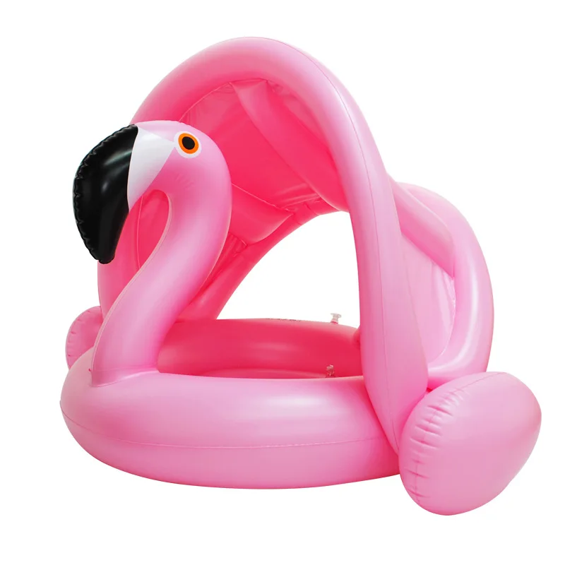 ECS-1046 Swimming ring sun shading water toy inflatable flamingo riding boat children swimming ring